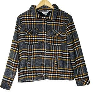 VTG Christopher & Banks Petite Plaid Jacket Blazer L Button Front Fully Lined